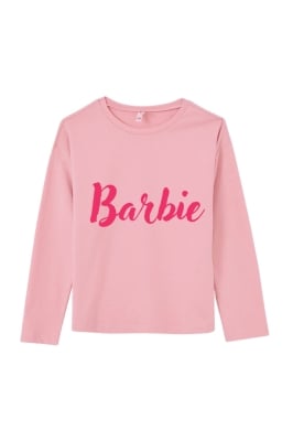 Детска блуза момиче дълъг ръкав Barbie, розов цвят