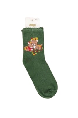 Детски чорапи Коледа,зелен  цвят 7/8г