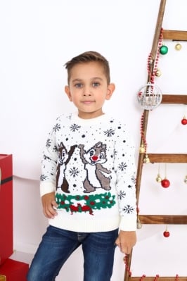 Детски пуловер Коледа,бял цвят 3/4г