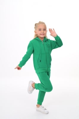 Детски спортен екип момиче вата , зелен цвят 6г