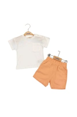 Детски комплект момче с къс ръкав,оранжев цвят 18/24м