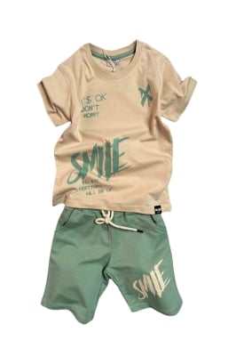 Детски комплект момче къс ръкав,зелен цвят 5/6г