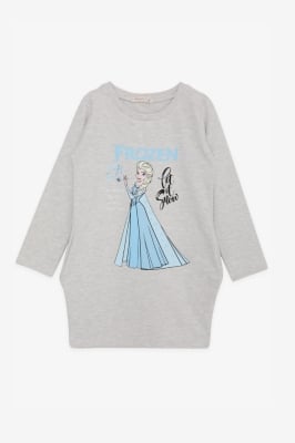 Детска рокля дълъг ръкав Frozen,сив цвят 6г