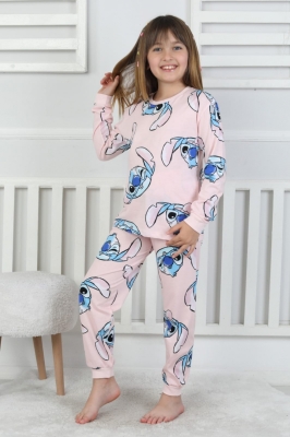 Детска пижама за момиче с дълъг ръкав, розов цвят  6/7г