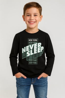 Детска блуза момче дълъг ръкав, черен цвят 8г