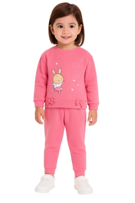 Бебешки комплект за момиче дълъг ръкав, цикламен цвят 18м