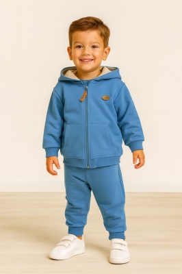 Детски комплект за момче с дълъг ръкав, син цвят 5/6г