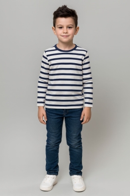 Детска блуза за момче с дълъг ръкав, тъмно син цвят 7г