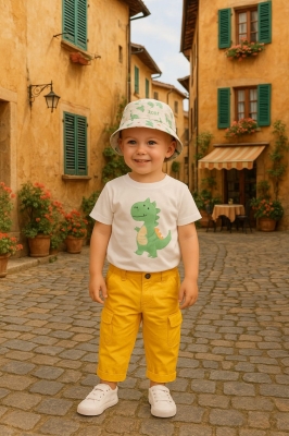 Детски панталон момче, жълт цвят 24/36м