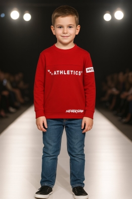 Детска блуза момче дълъг ръкав, цвят бордо 10г