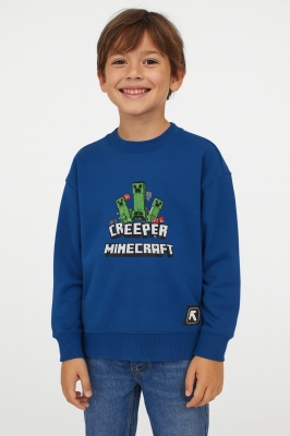 Детска блуза за момче дълъг ръкав, тъмно син цвят 7/8г