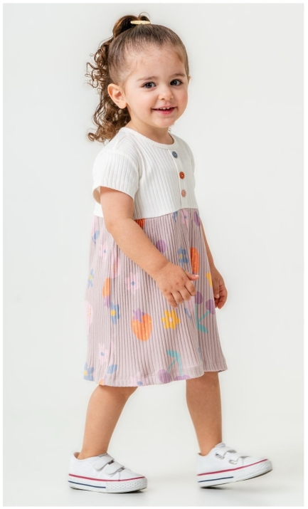 Детска рокля с къс ръкав, лилав цвят