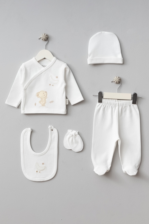 Комплект за изписване от органичен памук 5 части, бял цвят