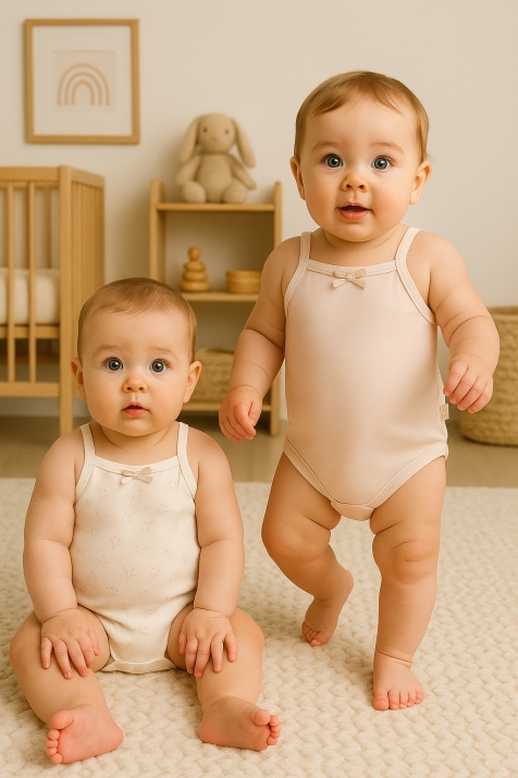 Детско боди без ръкав ръкав за момиче, 2 броя от органичен памук 