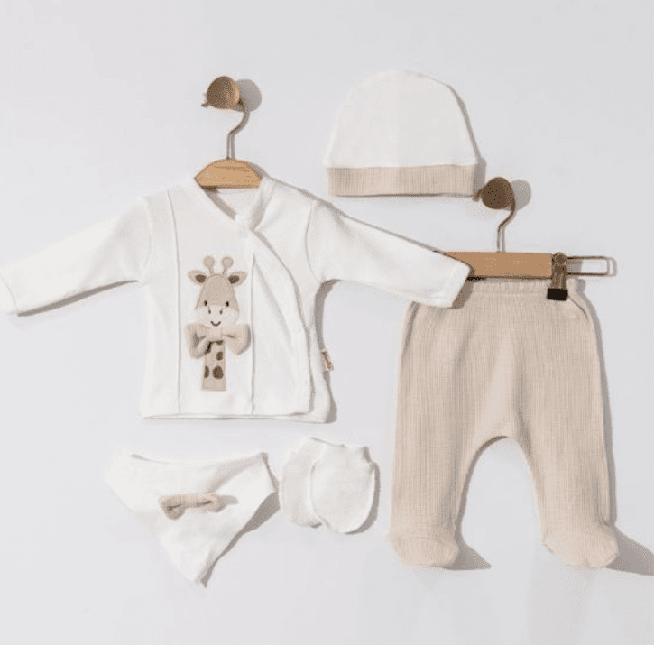 Детски комплект за изписване от 5 части, бежов цвят 