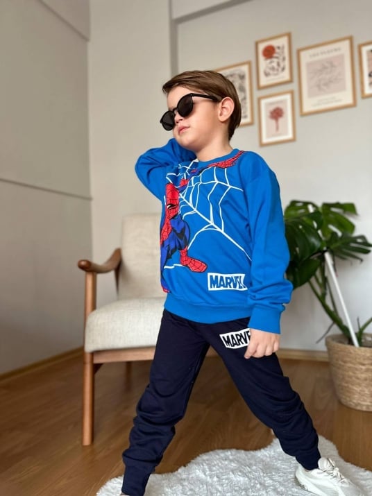 Детски комплект за момче дълъг ръкав Spiderman,син цвят 