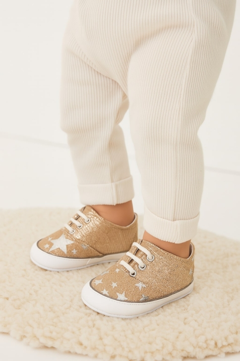 Бебешки декоративни обувки за момиче, златист цвят