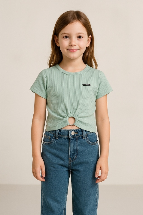 Детска тениска момиче, зелен цвят
