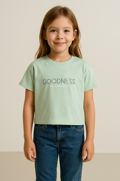 Детска тениска момиче, зелен цвят