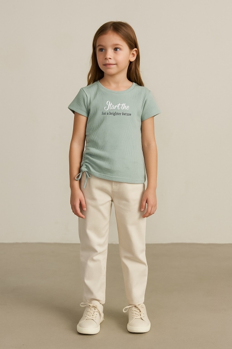 Детска тениска момиче, зелен цвят