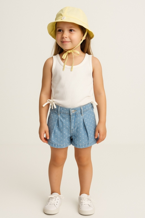 Детска шапка за момиче, жълт цвят