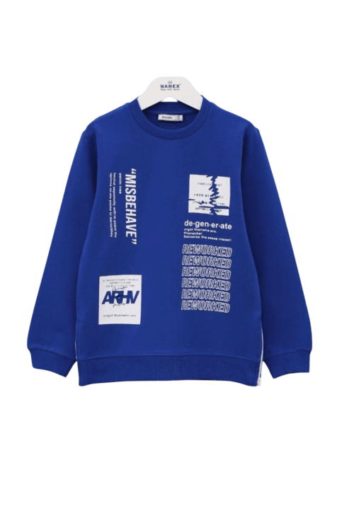 Детска  блуза момче дълъг ръкав вата, в син цвят