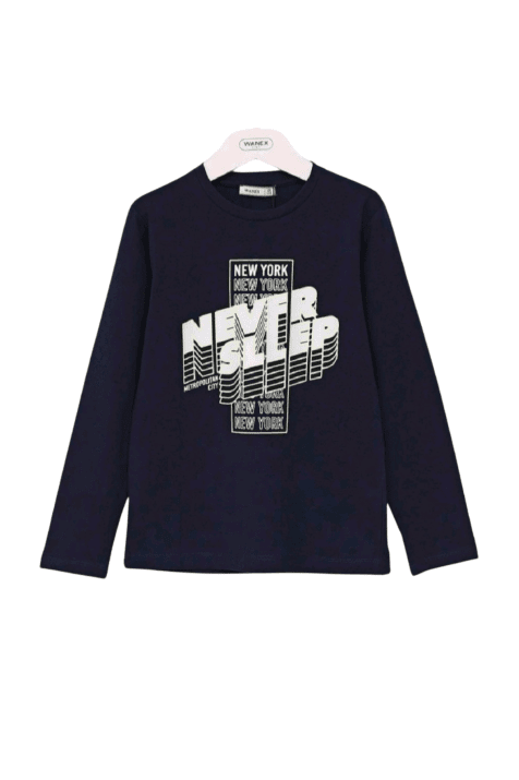 Детска блуза момче дълъг ръкав, тъмно син  цвят