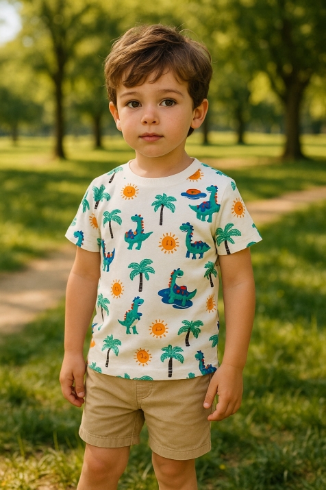 Детска тениска за момче, бял цвят