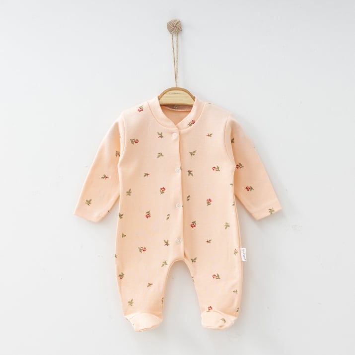 Бебешки гащеризон за момиче с дълъг ръкав, оранжев цвят