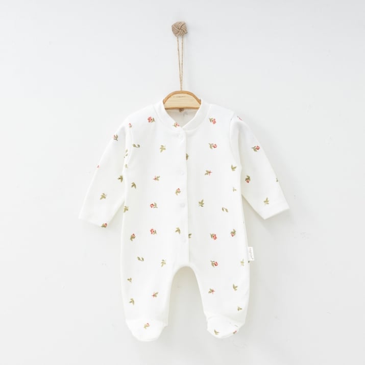 Бебешки гащеризон за момиче с дълъг ръкав, цвят екрю