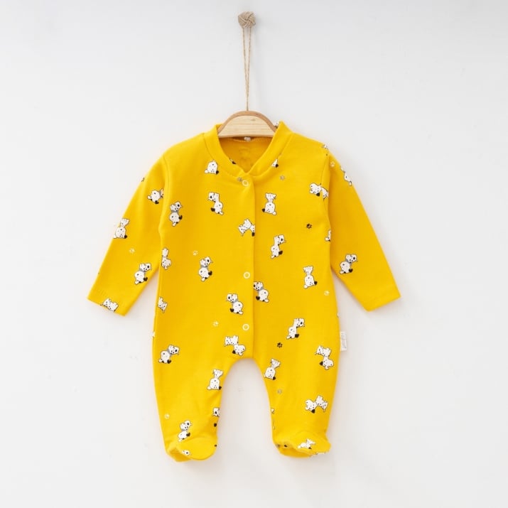 Бебешки гащеризон с дълъг ръкав, жълт цвят