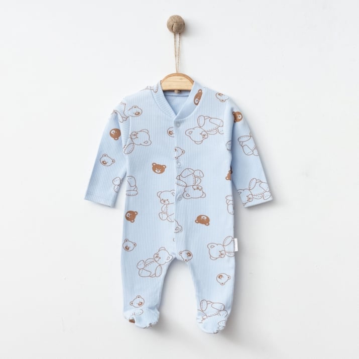 Бебешки гащеризон за момче с дълъг ръкав, син цвят