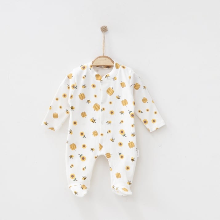 Бебешки гащеризон с дълъг ръкав, бял цвят