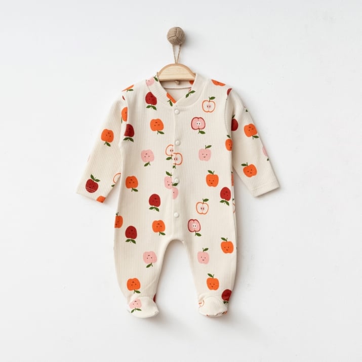 Бебешки гащеризон за момиче с дълъг ръкав, бежов цвят