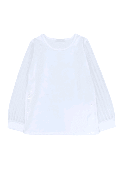 Детска блуза момиче с дълъг ръкав, бял цвят