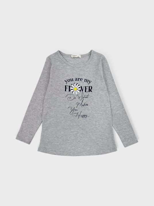 Детска блуза момиче с дълъг ръкав, сив цвят