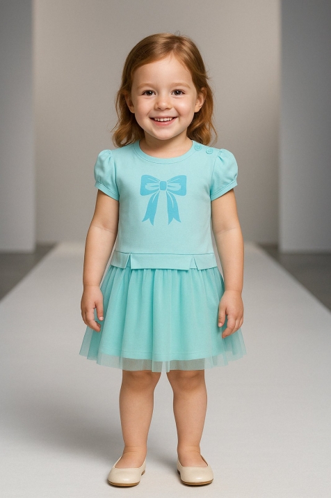 Детска рокля, цвят тюркоаз