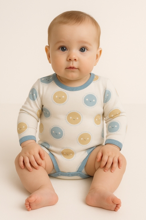 Детско боди дълъг ръкав, бял цвят