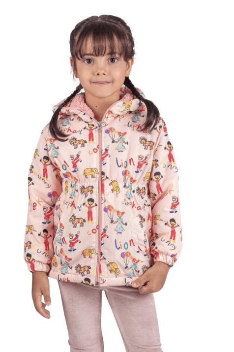 Детско яке момиче, светло розов цвят