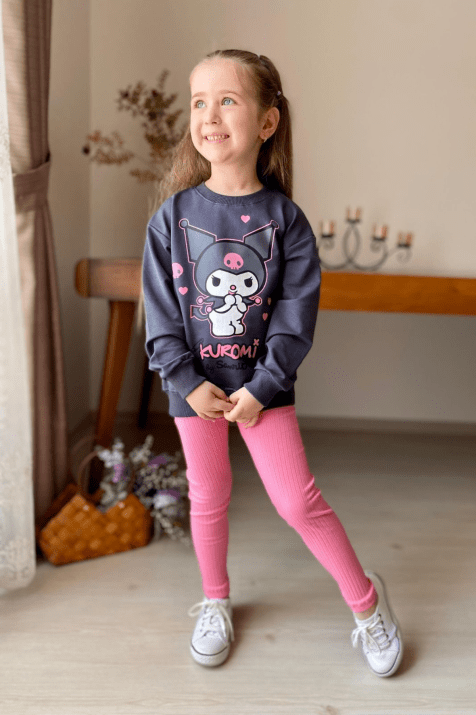 Детски комплект момиче дълъг ръкав , розов цвят