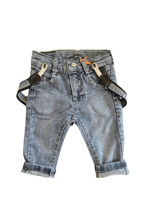 Детски дънки момче с тиранти, син цвят