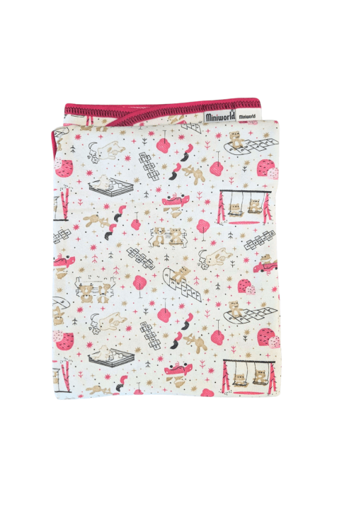 Бебешка пелена с фигурки, розов цвят