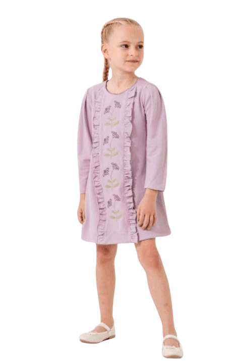Детска рокля дълъг ръкав, лилав цвят