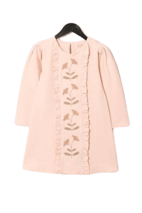 Детска  рокля дълъг ръкав, светло розов цвят