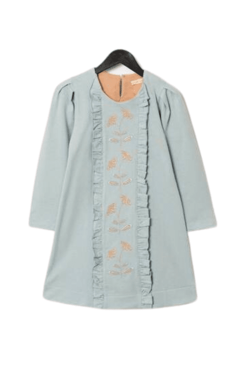 Детска рокля дълъг ръкав, син цвят