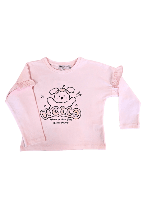 Детска блуза момиче с дълъг ръкав, розов цвят