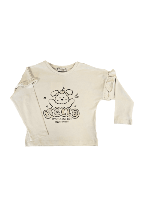 Детска блуза момиче с дълъг ръкав, бежов цвят