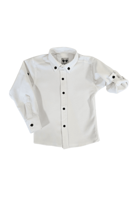 Детска риза момче дълъг ръкав, бял цвят