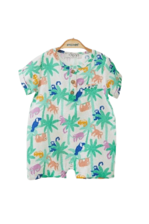 Бебешки гащеризон момче къс ръкав, зелен цвят