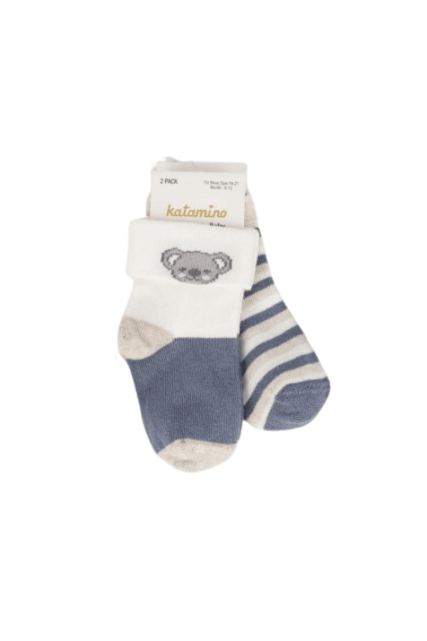 Бебешки чорапи момче 2 броя с коала, бял цвят